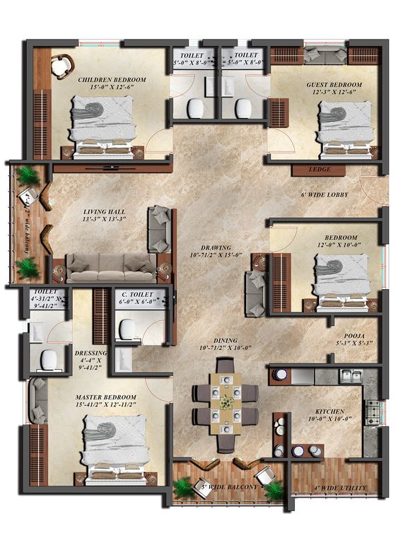 4 Bedroom floor plan
