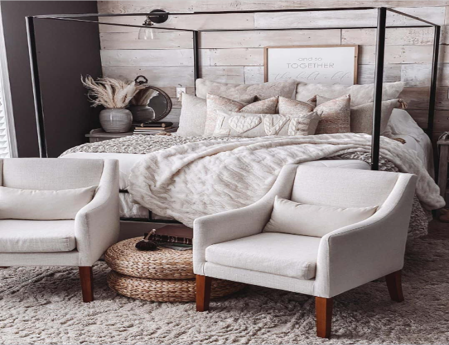 A Rustic yet Modern Bedroom Sitting Area