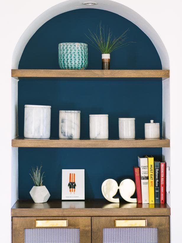 Arched Bookcase with Background Pattern