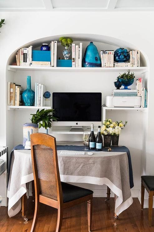 Arched Bookcase with Computer Desk