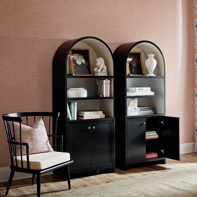Arched Bookcase with Contrasting Wood Finishes