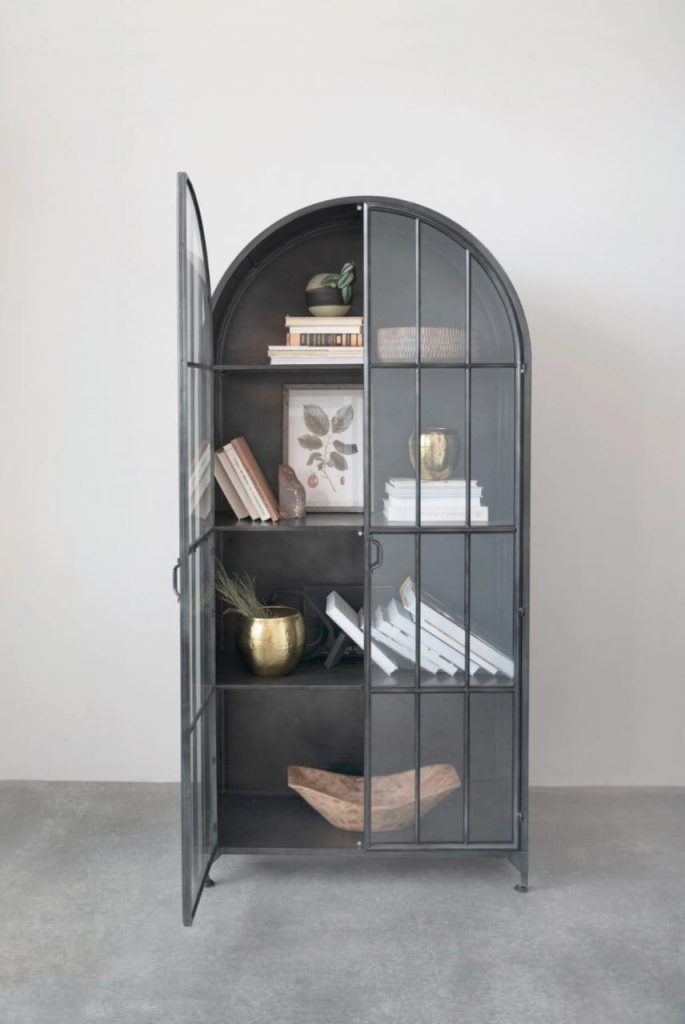 Arched Bookcase with Glass Door
