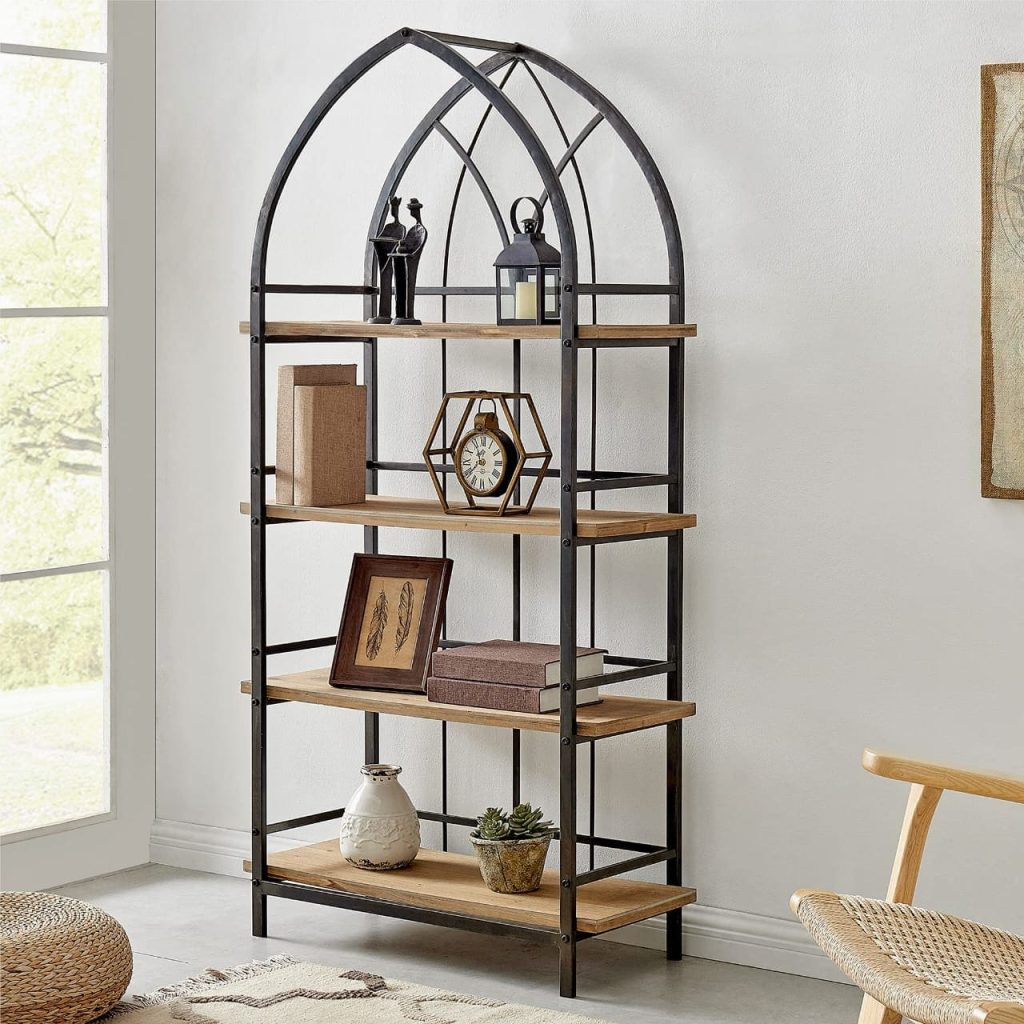 Arched Bookcase with Metal Accents