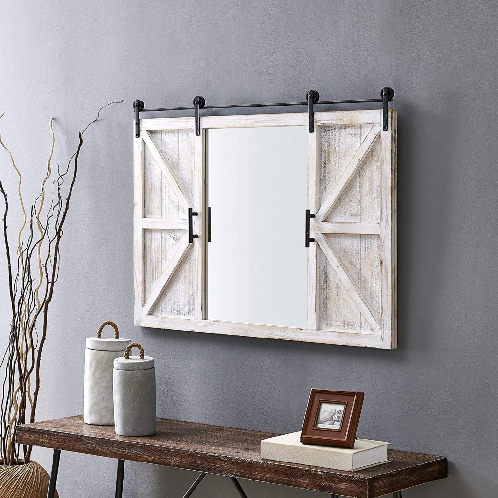 Barn Door-Styled Mirror In Bathroom