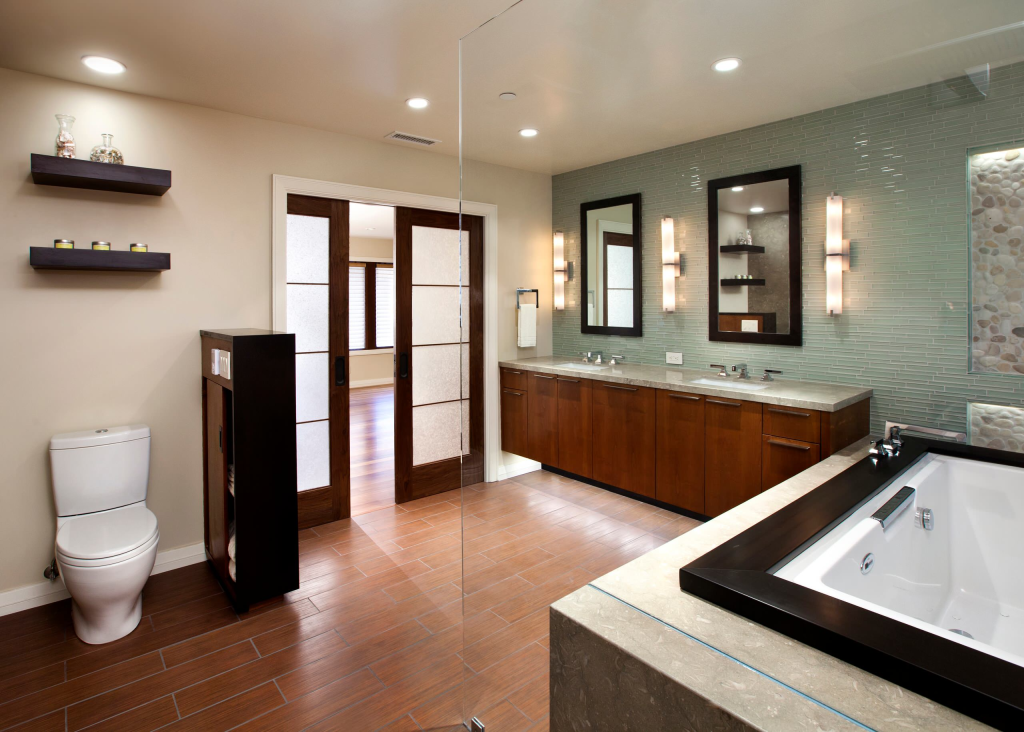 Bathroom Pocket Door with Frosted Glass.