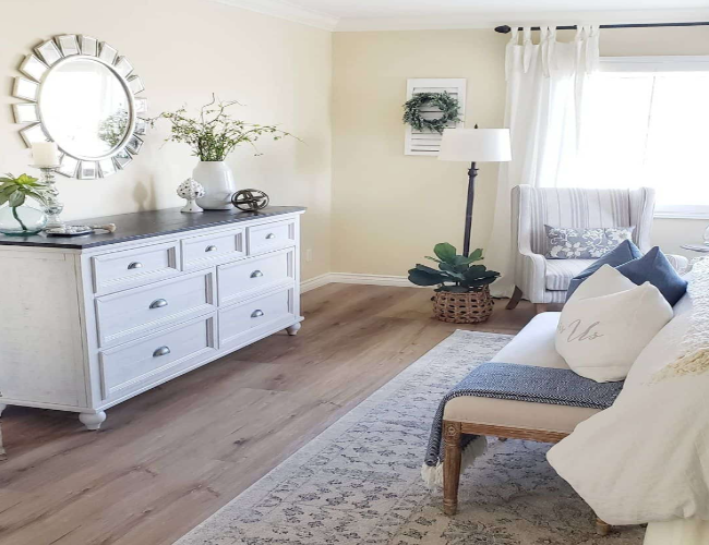 Bedroom Chair with Blue and White Stripes