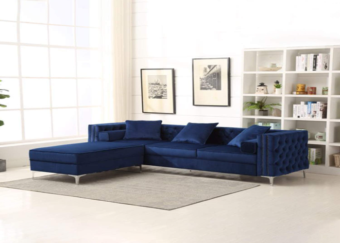 Blue Reversible Dutch Velvet 3-Seat Sofa