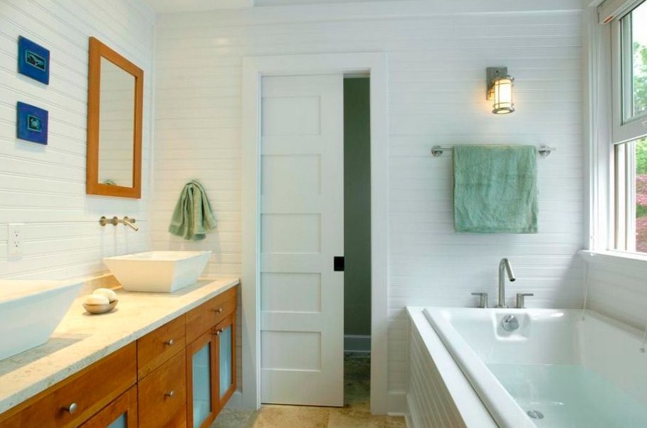 Contemporary Bathroom Pocket Door