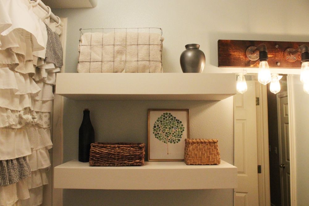 DIY Bathroom Floating Shelves