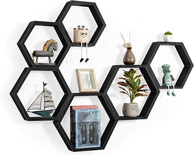 DIY Honeycomb Hexagon Floating Shelves