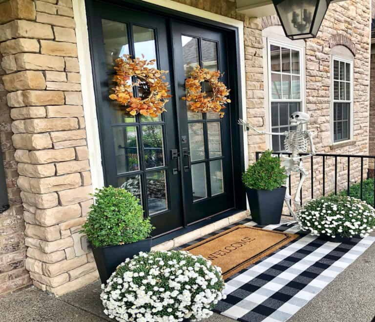 Double Side Black Door with Stone Home 