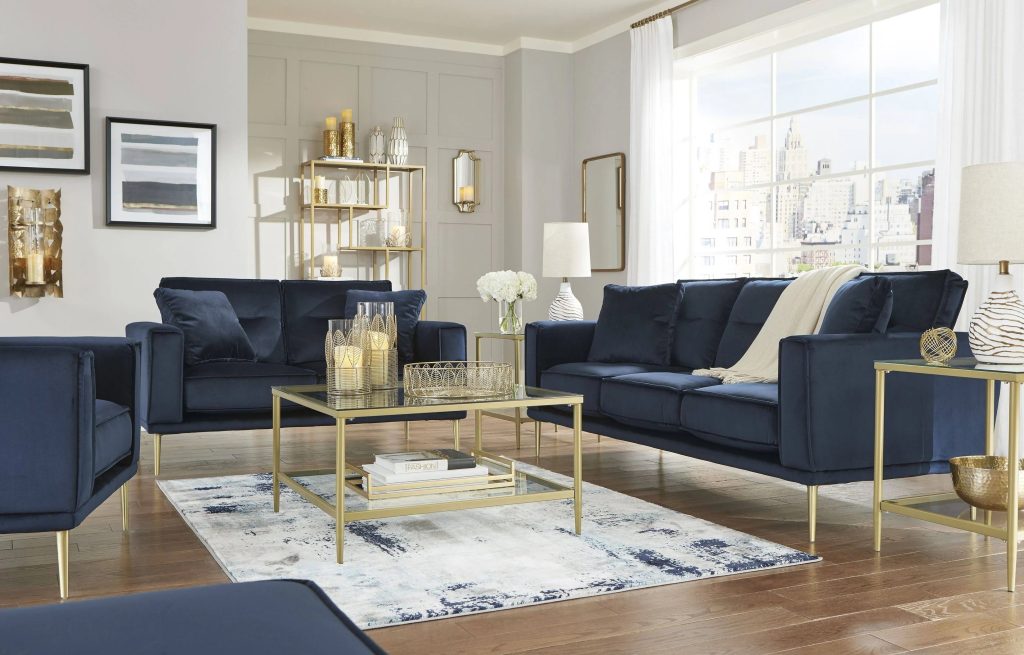 Macleary Navy Living Room Set By Ashley Furniture