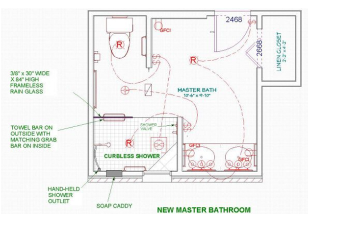 Master Bathroom Floor Plans with Walk-In Shower