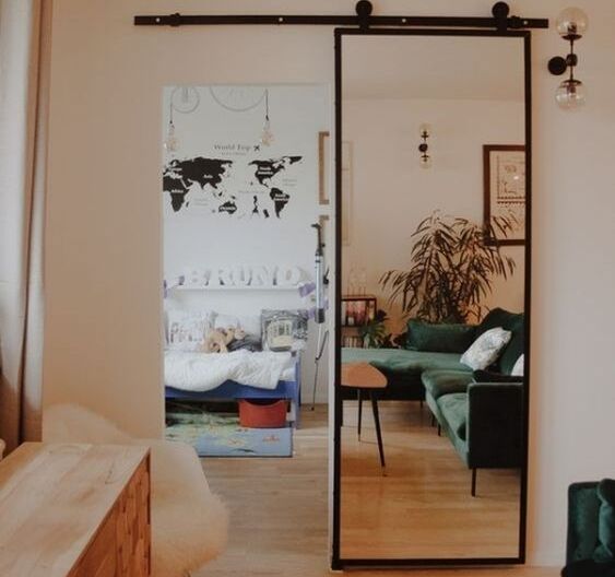 Minimalist Full-Length Mirror Barn Door