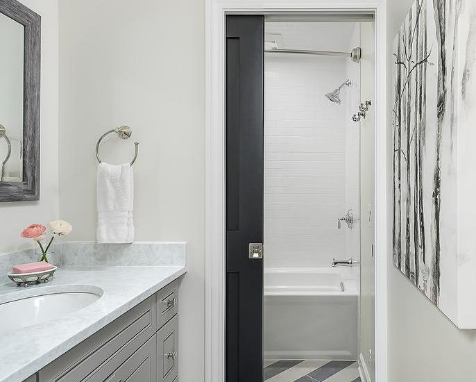 Modern Chic Bathroom with Pocket Doors