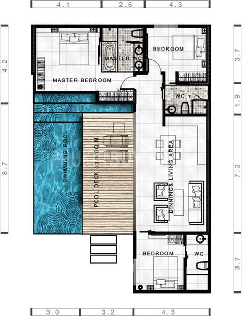 Modern Villa 3 Bedroom Floor Plan