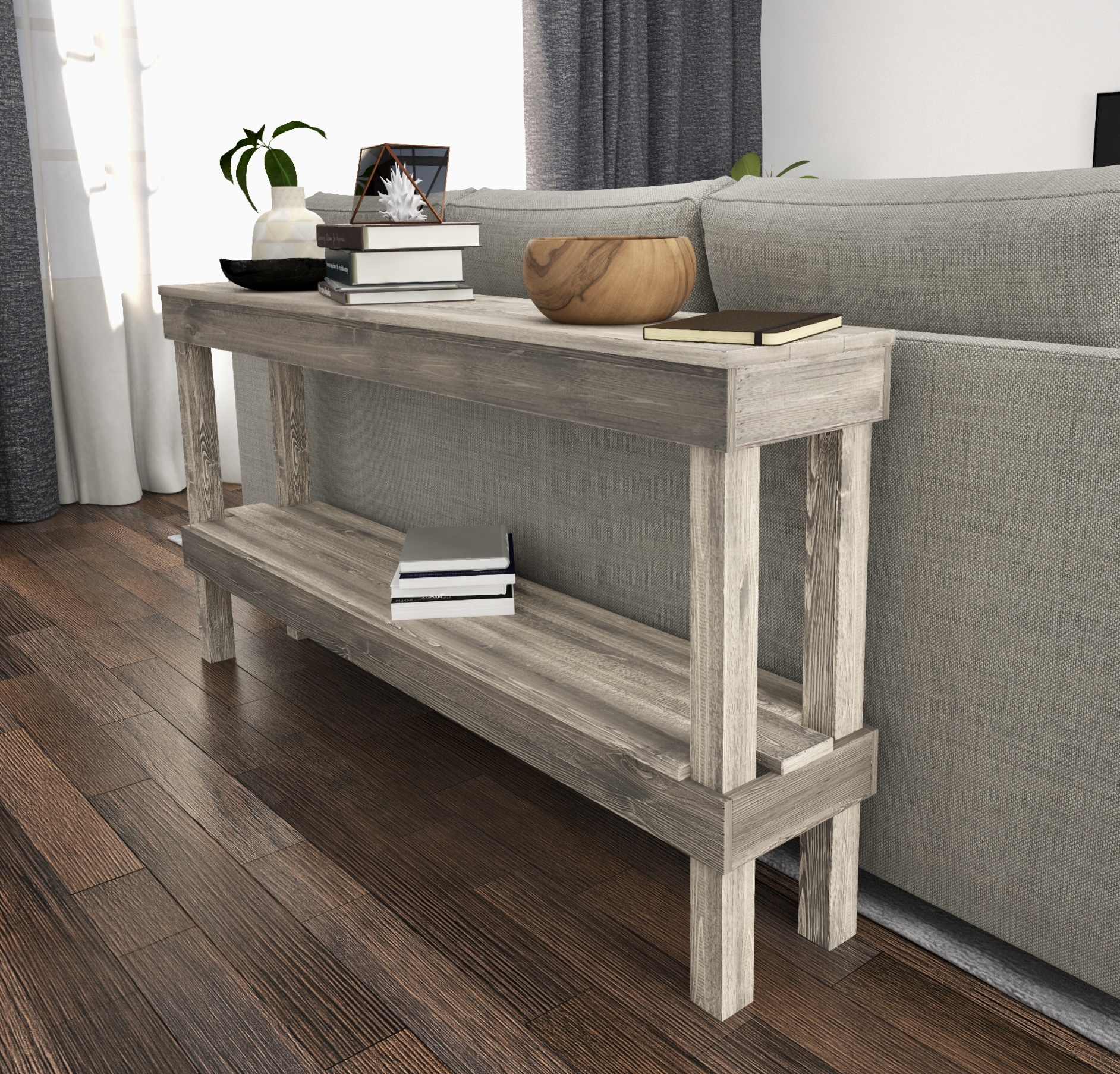 Top 25 Farmhouse Sofa Table Decor Ideas for your Living Room - Cubby ...