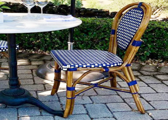 Parisian Rattan Chair- Blue and White (1)