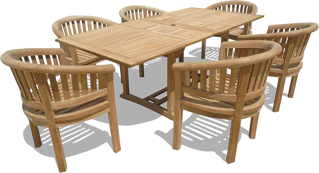 Premium Teak Dining Set with Curved Arm Chairs