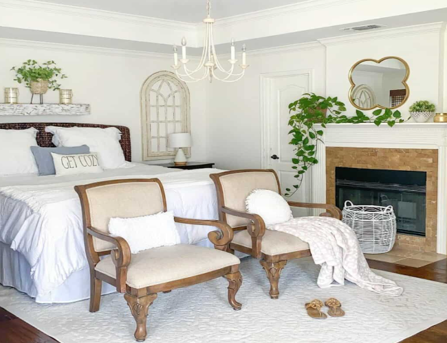 Sitting Area in a Farmhouse Bedroom