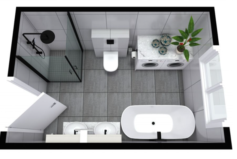 Spacious Rectangular Bathroom