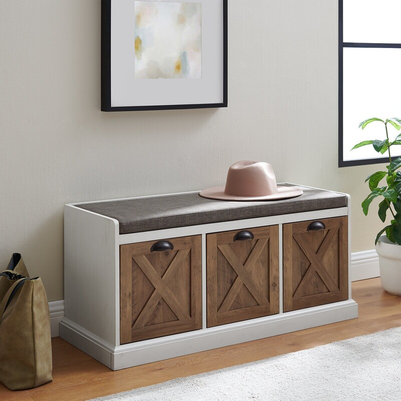 Two-Tone Reclaimed Wood Window Bench