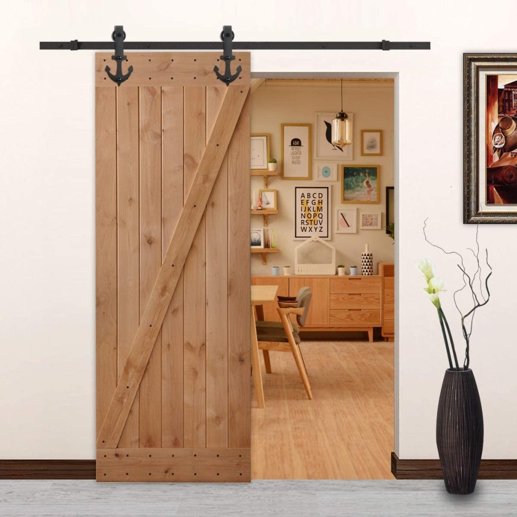 Wood Primed Alder Barn Door For Bathroom