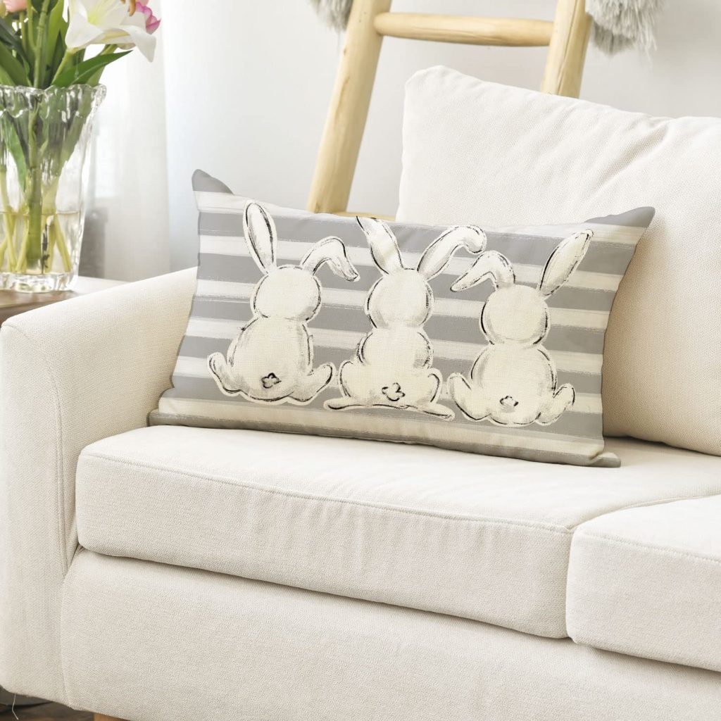 Bunny Easter Throw Pillow for Rabbit Holiday