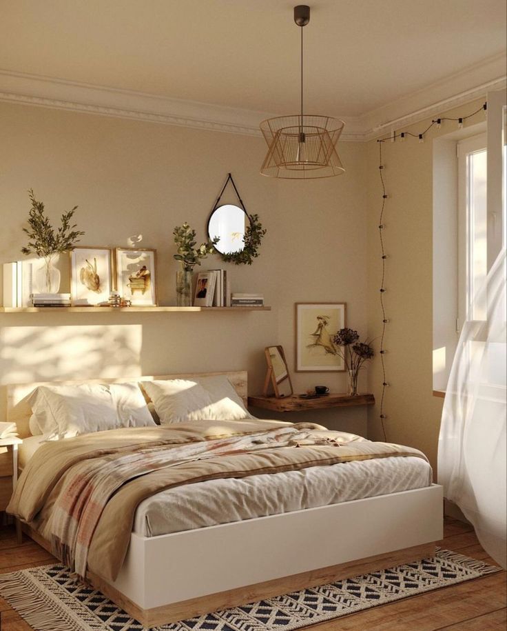 Cream and White Room with Leafy Plants