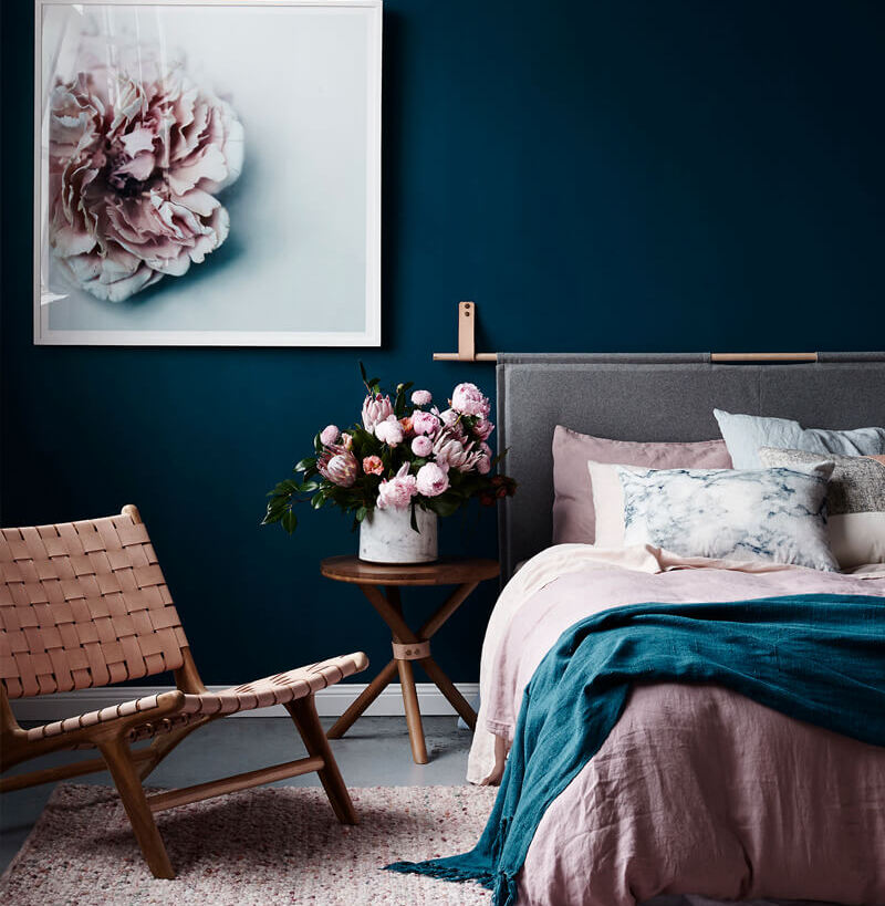 Daintree Blue and Dusty Rose Bedroom