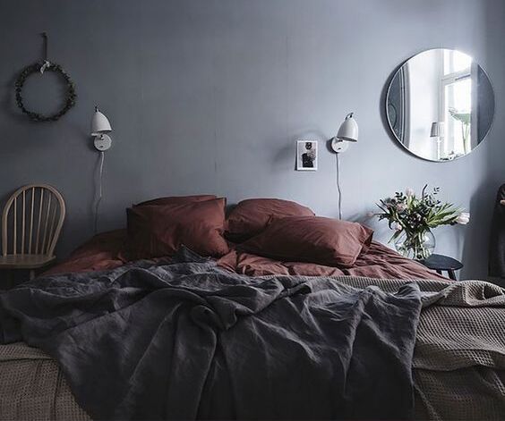 Dark Grey and Burgundy Bedroom