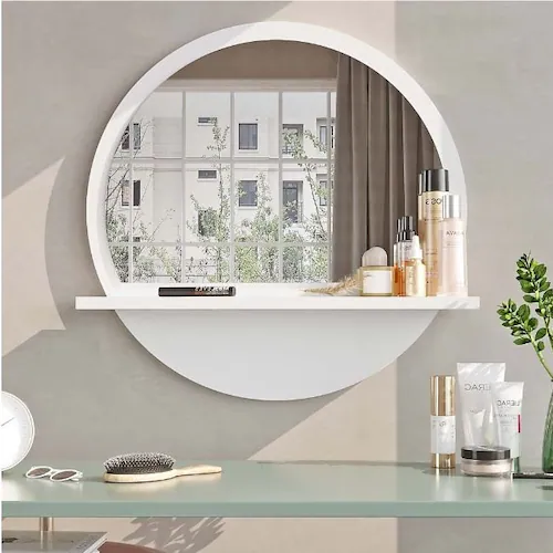 Decorative Round Bathroom Mirror with Shelf .jpg