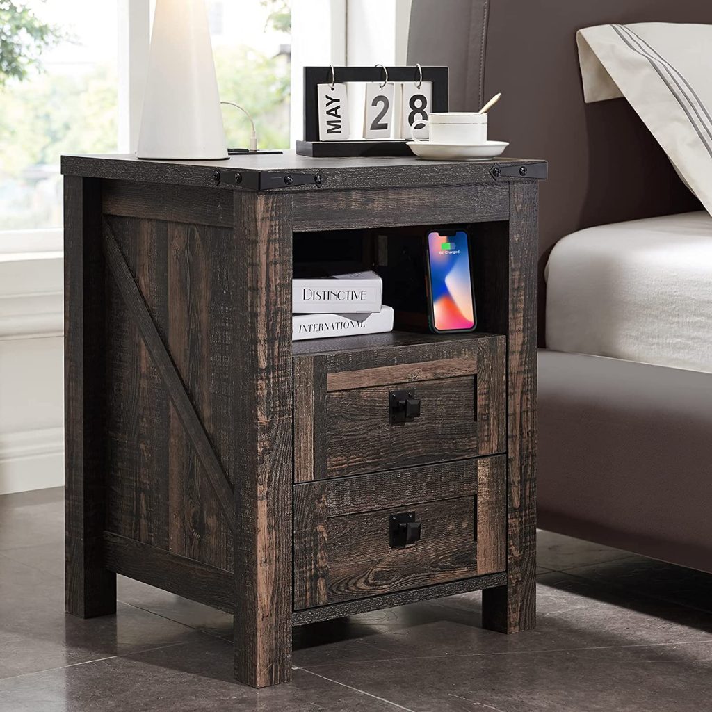End Table with 2 Drawers for Bedroom