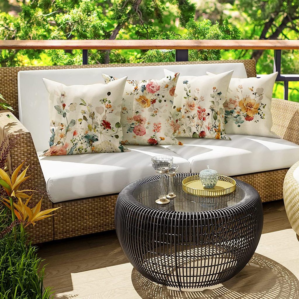 Floral Throw Pillow Covers for Outdoor Couch