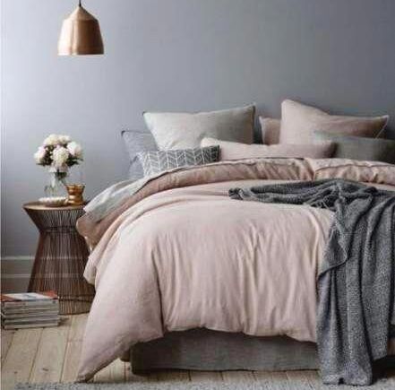 Grey and Pale Dusty Pink Bedroom