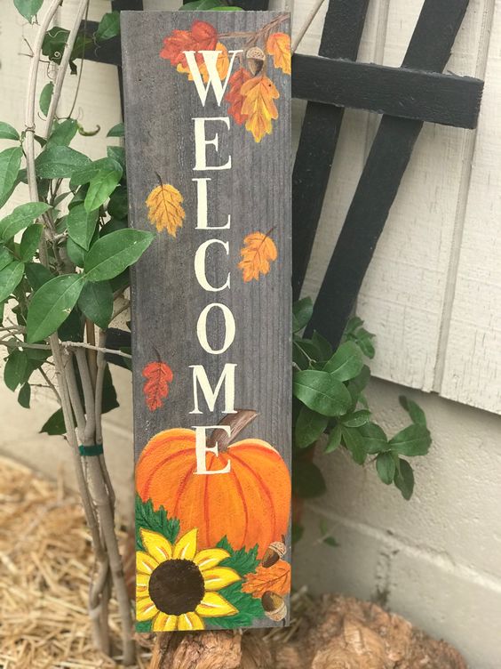 Hand-Painted Fall Sign to Welcome Guests