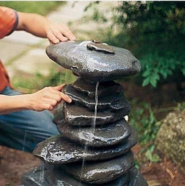 Incredible Stacked Rock Statue Water Feature