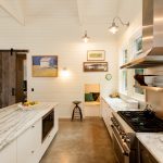 Kitchen Design with farmhouse stained concrete floors