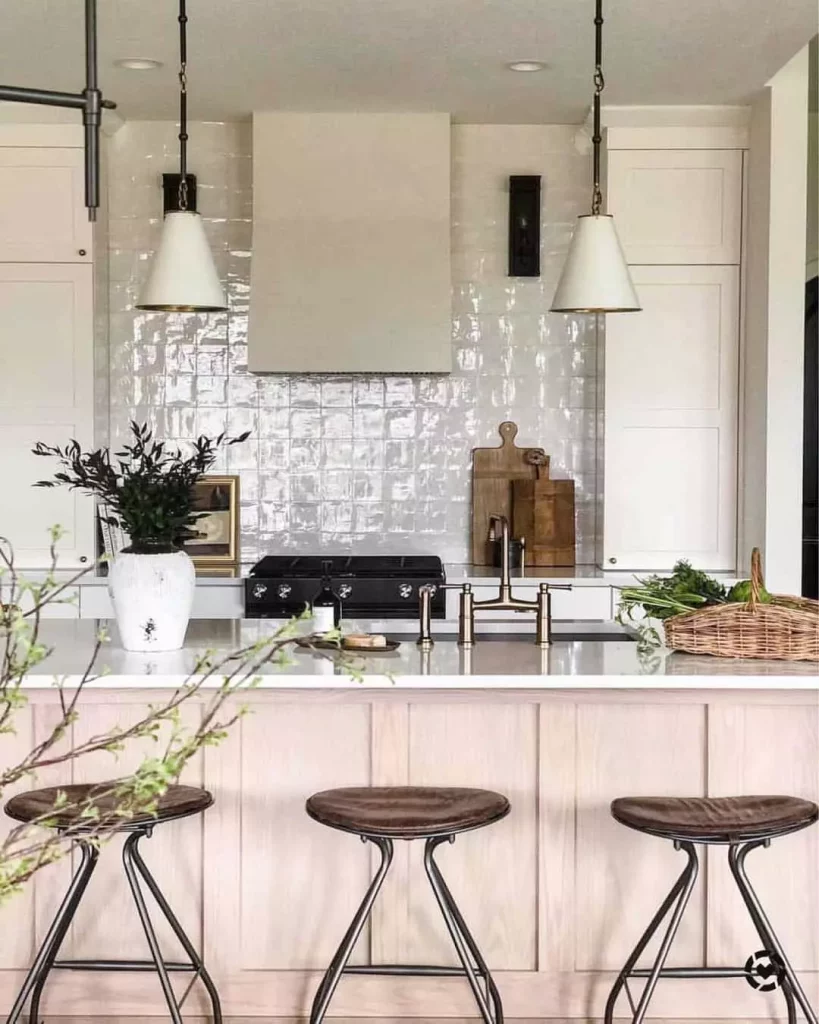 Kitchen Island with Leather Stools