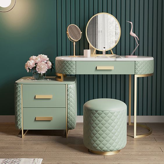 Luxurious Velvet Upholstered Vanity