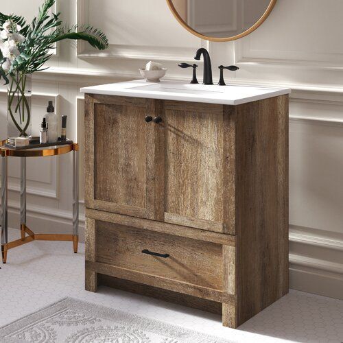 Shirk Freestanding Single Bathroom Vanity With Stone Vanity Top