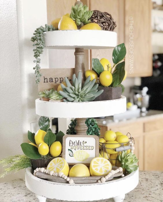 Spring Kitchen with Display of Limes and Succulents
