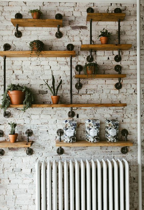 Upcycled Pipe Wall Shelf