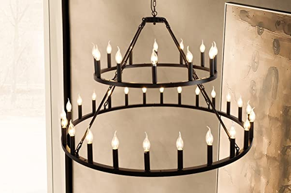 Wagon Wheel 2 Tier Chandelier