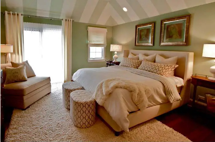 White, Green, and Maroon Bedroom