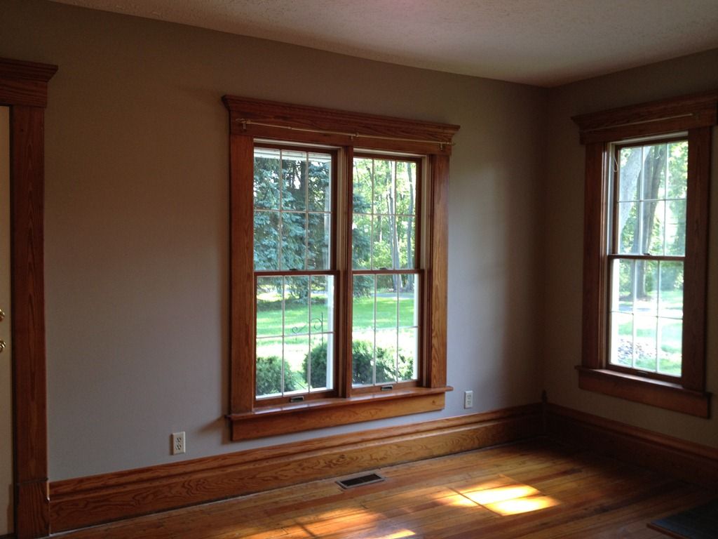 Wood Colored Window Trim.