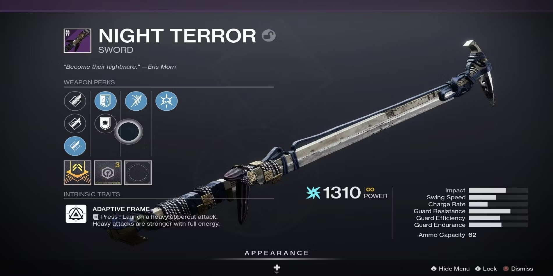 Night Terror - Arc Sword